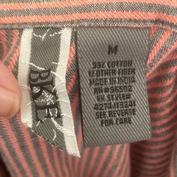 BKE Tunic Peach Striped Cotton Size Medium - Picture 2 of 8